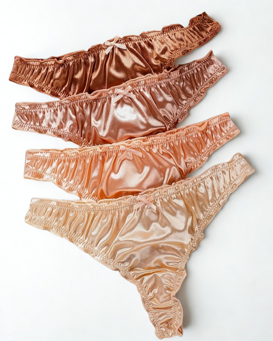Peach satiini stringit  4kpl/st